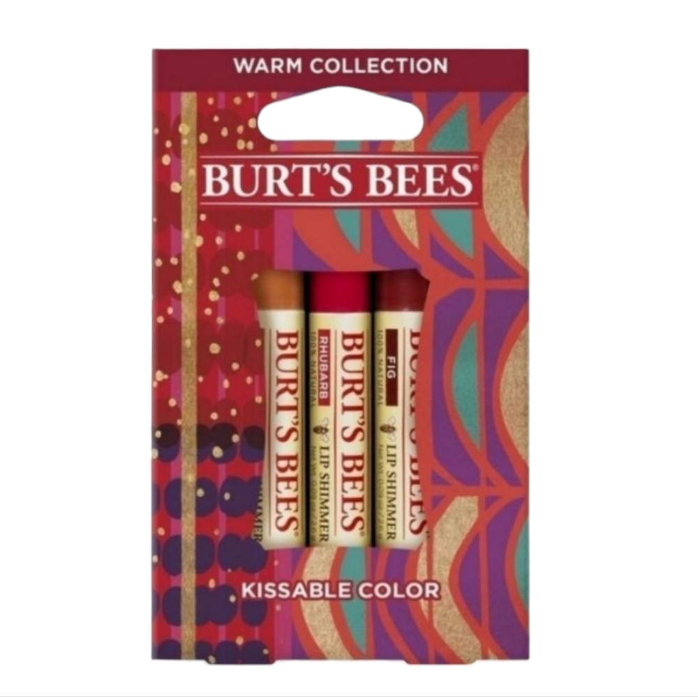 BURT'S Bees lip shimmers Kissable Color Holiday Gift Set warm X 2‎ 6 lip glosses